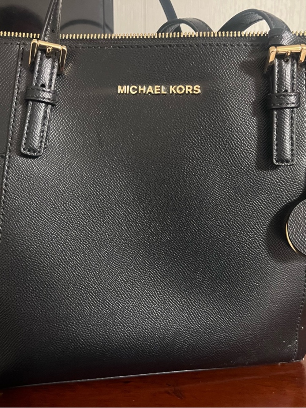 Michael Kors Black Saffiano Tote with Gold Hardware